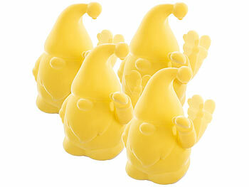 Dekozwerge: infactory 4er-Set Winke-Gartenzwerge, 16,5 cm, beflockt, Batteriebetrieb, gelb 