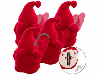 infactory 4er-Set Winke-Gartenzwerge, 16,5 cm, beflockt, Batteriebetrieb, rot 