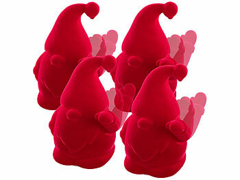 infactory 4er-Set Winke-Gartenzwerge, 16,5 cm, beflockt, Batteriebetrieb, rot 