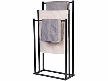 Carlo Milano 2er-Set Handtuchständer mit 3 Stangen, Metall, schwarz
