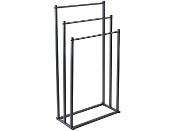 Carlo Milano 2er-Set Handtuchständer mit 3 Stangen, Metall, schwarz