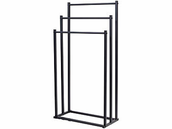Carlo Milano 2er-Set Handtuchständer mit 3 Stangen, Metall, schwarz