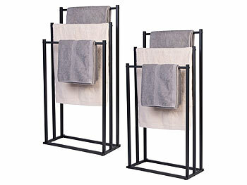 Standhandtuchhalter: Carlo Milano 2er-Set Handtuchständer mit 3 Stangen, Metall, schwarz