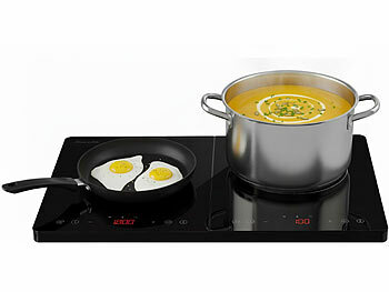 Kochfeld: Rosenstein & Söhne Doppel-Induktionskochfeld mit Touch-Bedienfeld, Timer, bis 3.500 Watt