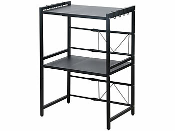 verstellbares Mikrowellenregal mit Haken für Küchenutensilien 