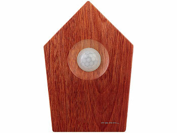 PEARL 2er-Set Vogelgesang-Box mit Bewegungssensor, 120 s, Teak-Holz-Optik