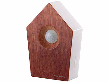 PEARL 2er-Set Vogelgesang-Box mit Bewegungssensor, 120 s, Teak-Holz-Optik