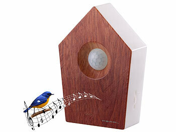 PEARL 2er-Set Vogelgesang-Box mit Bewegungssensor, 120 s, Teak-Holz-Optik