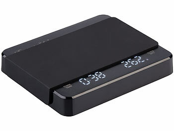 Küchenwaage mit Timer: Rosenstein & Söhne Mini-Espresso- und Pour-Over-Waage, Timer, Dual-Display, Akku, USB-C 
