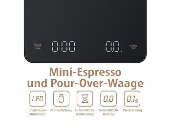 Barista-Waage mit eingebautem Timer und Flow-Rate-Monitoring 