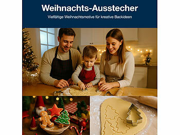 Rosenstein & Söhne Weihnachts-Ausstecher, 12-tlg. Set, Edelstahl, Kekse, Fondant, Deko