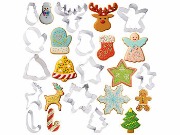 Rosenstein & Söhne Weihnachts-Ausstecher, 12-tlg. Set, Edelstahl, Kekse, Fondant, Deko