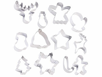 Rosenstein & Söhne Weihnachts-Ausstecher, 12-tlg. Set, Edelstahl, Kekse, Fondant, Deko
