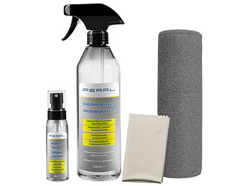 Bildschirmreiniger: PEARL Bildschirm-Reinigungs-Set, 2 Sprays, 610vm, Mikrofasertuch, Poliertuch