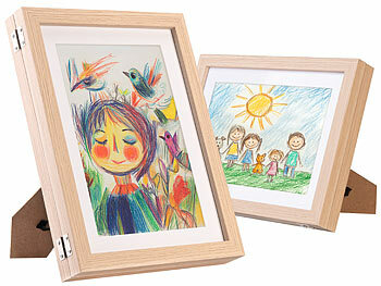 Your Design 4er-Set Bilderrahmen A4 mit Fach für 150 Kinderzeichnungen, Holz-Optik