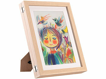 Your Design 4er-Set Bilderrahmen A4 mit Fach für 150 Kinderzeichnungen, Holz-Optik