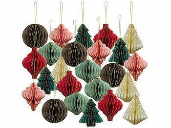Weihnachtsdeko natürlich: Britesta 24er-Set Weihnachts-Deko zum Aufhängen, 3D-Ornamente aus Papier erhältlich auf eMall