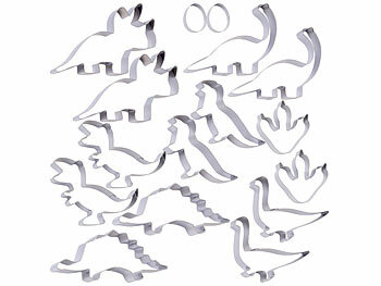 Ausstechformen Plãtzchen: Rosenstein & Söhne 16-tlg. Dinosaurier-Ausstecher-Set, Keksausstecher, Edelstahl