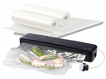 Haushalts-Vakuumierer: Rosenstein & Söhne 2in1-Vakuumierer mit 10 Folien je 20x25 cm und Folienrolle 20x500 cm 