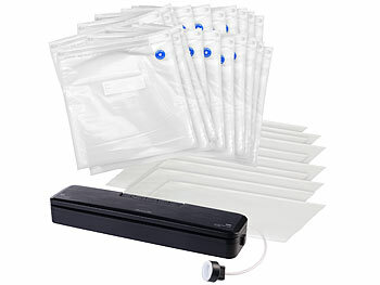 Folienbeutel-Vakuumierer: Rosenstein & Söhne 2in1-Vakuumierer mit 10 Folien je 20x25 cm und 20 Folien je 26x28 cm