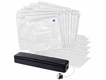 Vakuumierer für Dosen: Rosenstein & Söhne 2in1-Vakuumierer mit 10 Folien je 20x25 cm und 20 Beutel je 34x30 cm