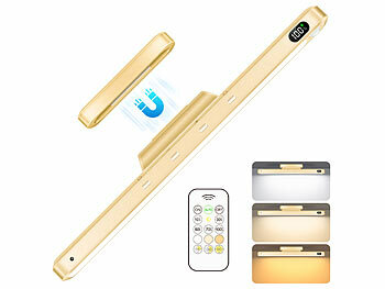 dimmbare Unterbauleuchte: Lunartec LED-Akku-Unterbau- & Bilderleuchte, PIR-Sensor, Fernbedienung, messing