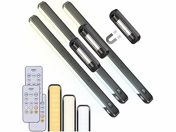 Lunartec Schrankbeleuchtung: 3er-Set LED-Akku-Unterbau-/Bilderleuchte, PIR, Fernbedienung, schwarz (Schrank-Lampe)