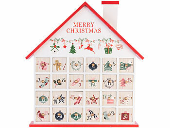 infactory Adventskalender "Haus" zum Befüllen, wiederverwendbar, Holz 