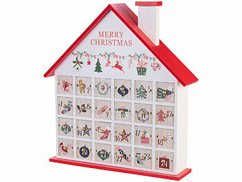 infactory Adventskalender "Haus" zum Befüllen, wiederverwendbar, Holz 