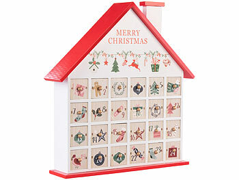 infactory Adventskalender "Haus" zum Befüllen, wiederverwendbar, Holz 