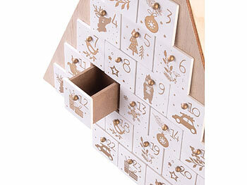 infactory Adventskalender "Baum" zum Befüllen, wiederverwendbar, Holz