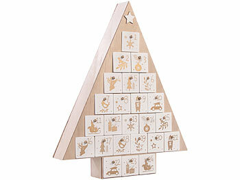 infactory Adventskalender "Baum" zum Befüllen, wiederverwendbar, Holz