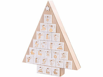 infactory Adventskalender "Baum" zum Befüllen, wiederverwendbar, Holz