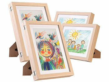 Bilderrahmen mit aufklappbarem fach für Kinderzeichnungen zum Aufbewahren hinter dem Bild