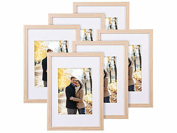 leichte Bilderrahmen: Your Design 6er-Set Bilderrahmen aus Holz, bruchsicheres Acrylglas, A4, Eiche hell 