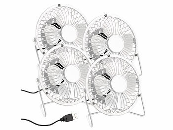Sichler 4er-Set Mini-USB-Tischventilatoren, Vollmetall, neigbar um 360°, 2,5 W