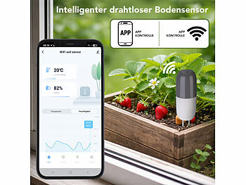 Royal Gardineer Smart Home Bewsserungen: 4er-Set WLAN-Bewsserungscomputer  mit Bodensensor (Pflanzen Bewsserungssysteme)