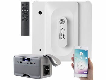 Fensterreinigungsset: Sichler Profi-Fensterputz-Roboter PR-040 mit 89,6-Wh-Powerstation 