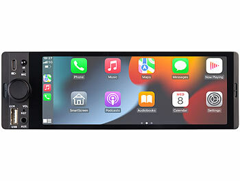 Creasono 1-DIN-Autoradio mit wireless Apple Carplay & Android Auto, 6,6"/16,8cm