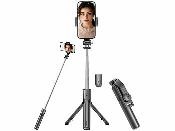 Handystativ: Somikon Mini 2in1-Smartphone-Stativ & Selfie-Stick, BT-Fernauslöser, 24-67cm
