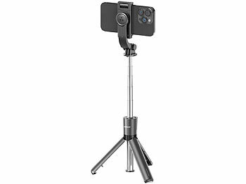 Somikon Mini 2in1-Smartphone-Stativ & Selfie-Stick, BT-Fernauslöser, 24-67cm