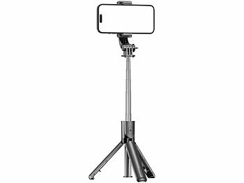 Somikon Mini 2in1-Smartphone-Stativ & Selfie-Stick, BT-Fernauslöser, 24-67cm