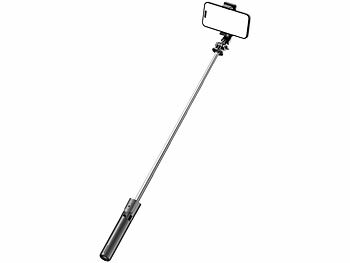 Somikon Mini 2in1-Smartphone-Stativ & Selfie-Stick, BT-Fernauslöser, 24-67cm