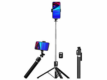 Handystick: Somikon 2in1-Smartphone-Selfie-Stativ, bis 170 cm, mit Bluetooth-Fernauslöser 