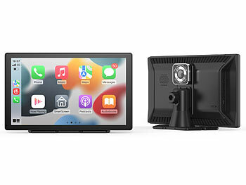 Lescars 9"-IPS-HD-Monitor für Android Auto & CarPlay, 2K-Kamera+Rückfahrkamera