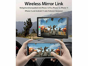 Lescars 9"-IPS-HD-Monitor für Android Auto & CarPlay, 2K-Kamera+Rückfahrkamera