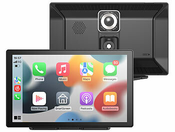 Lescars 9"-IPS-HD-Monitor für Android Auto & CarPlay, 2K-Kamera+Rückfahrkamera