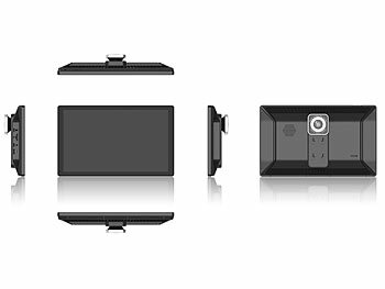 Lescars 9"-IPS-HD-Monitor für Android Auto & CarPlay, 2K-Kamera+Rückfahrkamera