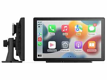 Lescars 9"-IPS-HD-Monitor für Android Auto & CarPlay, 2K-Kamera+Rückfahrkamera