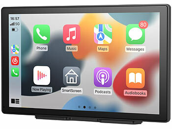 Lescars 9"-IPS-HD-Monitor für Android Auto & CarPlay, 2K-Kamera+Rückfahrkamera